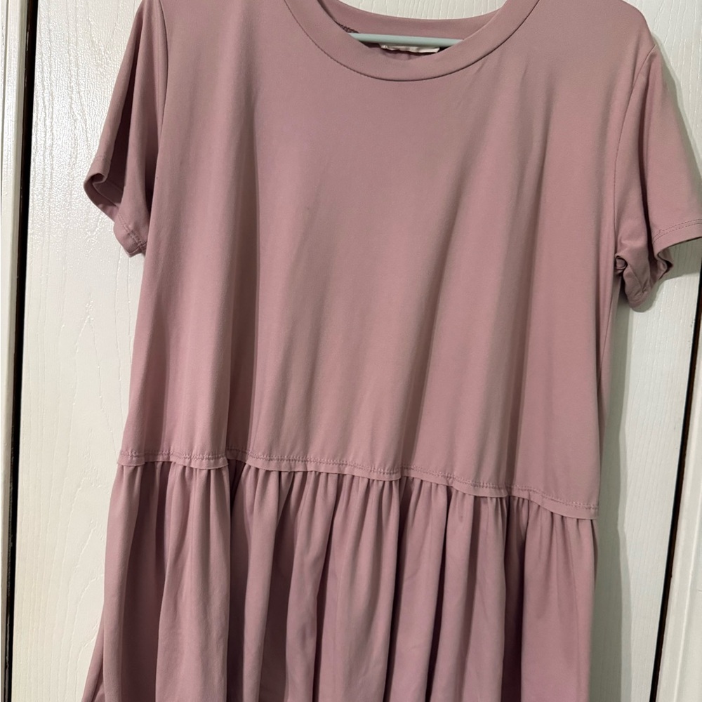Entro Mauve Short Sleeve Ruffle Top